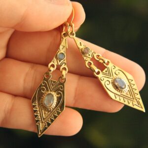 Berber Tuareg Labradorite or Garnet Gemstone Boho Earrings