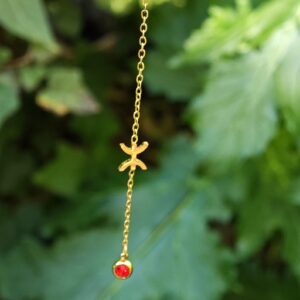 Amazigh Berber Yaz Symbol Stainless Steel Red Bead Necklace