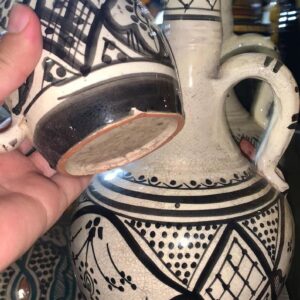 Amazigh Handcrafted Pottery Black White Design Ceramic Piece