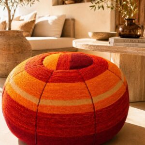 Berber Handmade Colorful Round Boho Floor Cushion Pouf