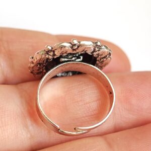 Amazigh Ring in métal argenté émaillé kabyle- - berbère