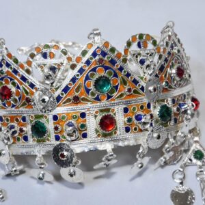 Handmade Amazigh Berber Taounza Silver Enamel Tribal Crown Headband