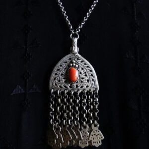 Berber Rare Antique Fine Silver Chain Pendant Necklace