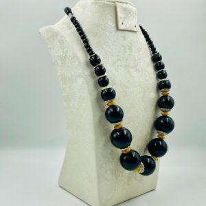 Amazigh Traditional Black Beaded Resin Handmade Berbere Necklace