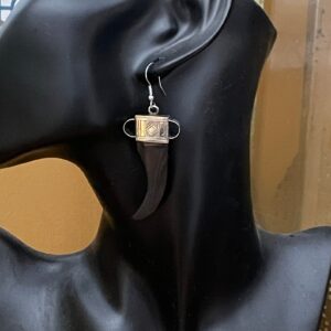 Amazigh Tuareg Silver and Mahogany Lightweight Engraved Earrings