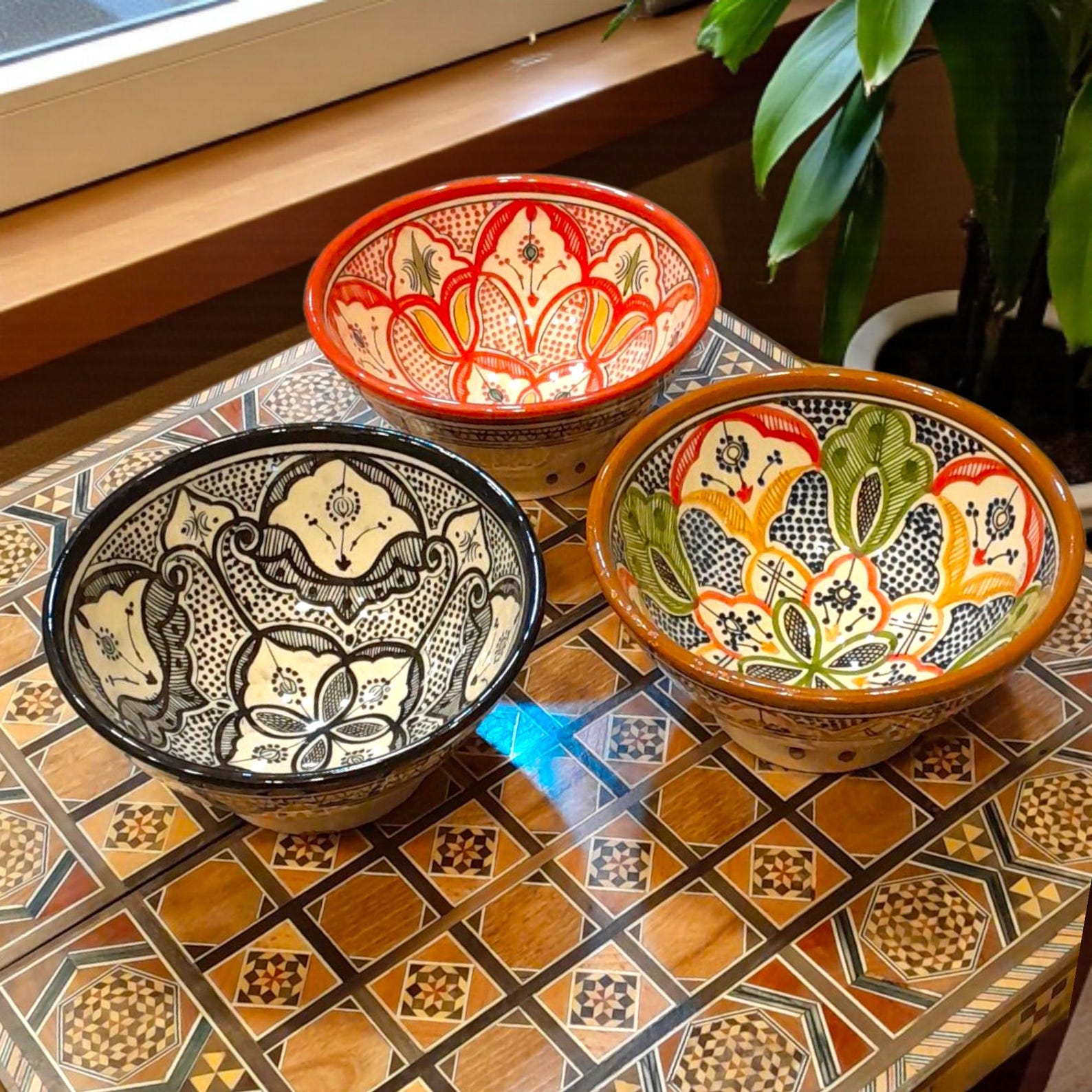 Amazigh Hand-Painted Ceramic Bowls Set Traditional Colorful Bowl