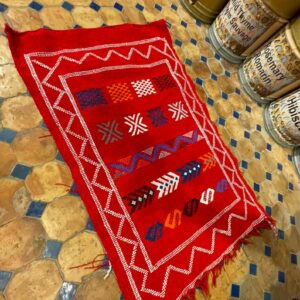 Berber Handmade Cashmere Red Culture Carpet Traditional Rug