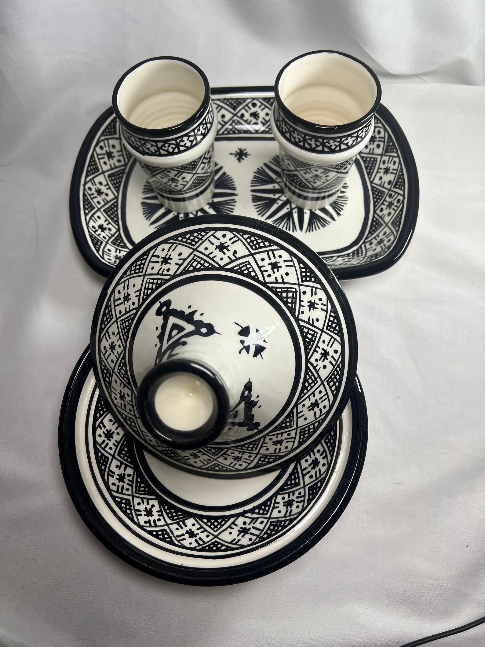 Berber serving table set water juice black Tagine