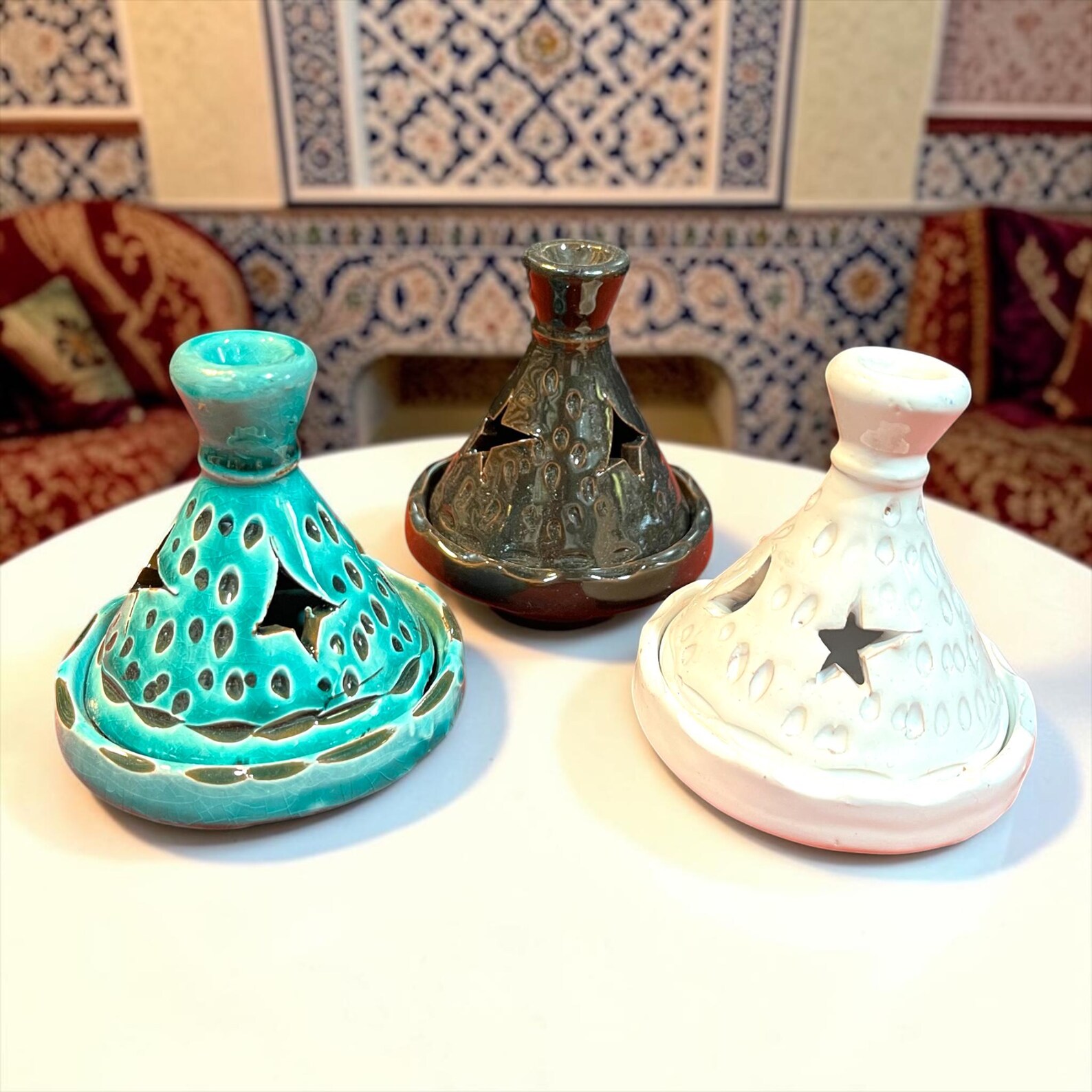 Berber Handmade Mini Ceramic Tealight Tagine Candle Holder