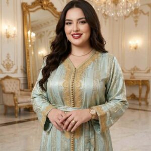 Amazigh Caftan Dress Jawhara Luxury Belt Elegant Kaftan