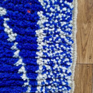 Amazigh Royal Blue Wool Tribal Handwoven Runner Rug