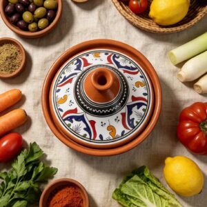 Berber Hand-Painted Flame-Proof Ceramic Cooking Pot Tagine 30cm