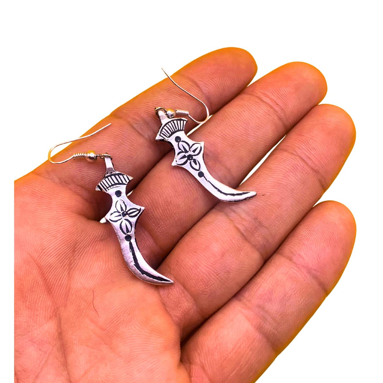 Handmade Berber Tuareg Dagger Jewelry Set with Necklace and Earrings