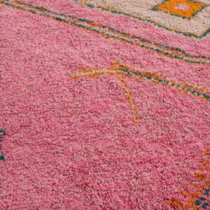 Berber Custom Design Pink Wool Geometric Living Room Rug