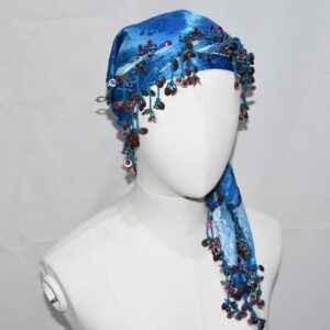 Berber Headdress Head Coin Trim Yellow Green Scarf