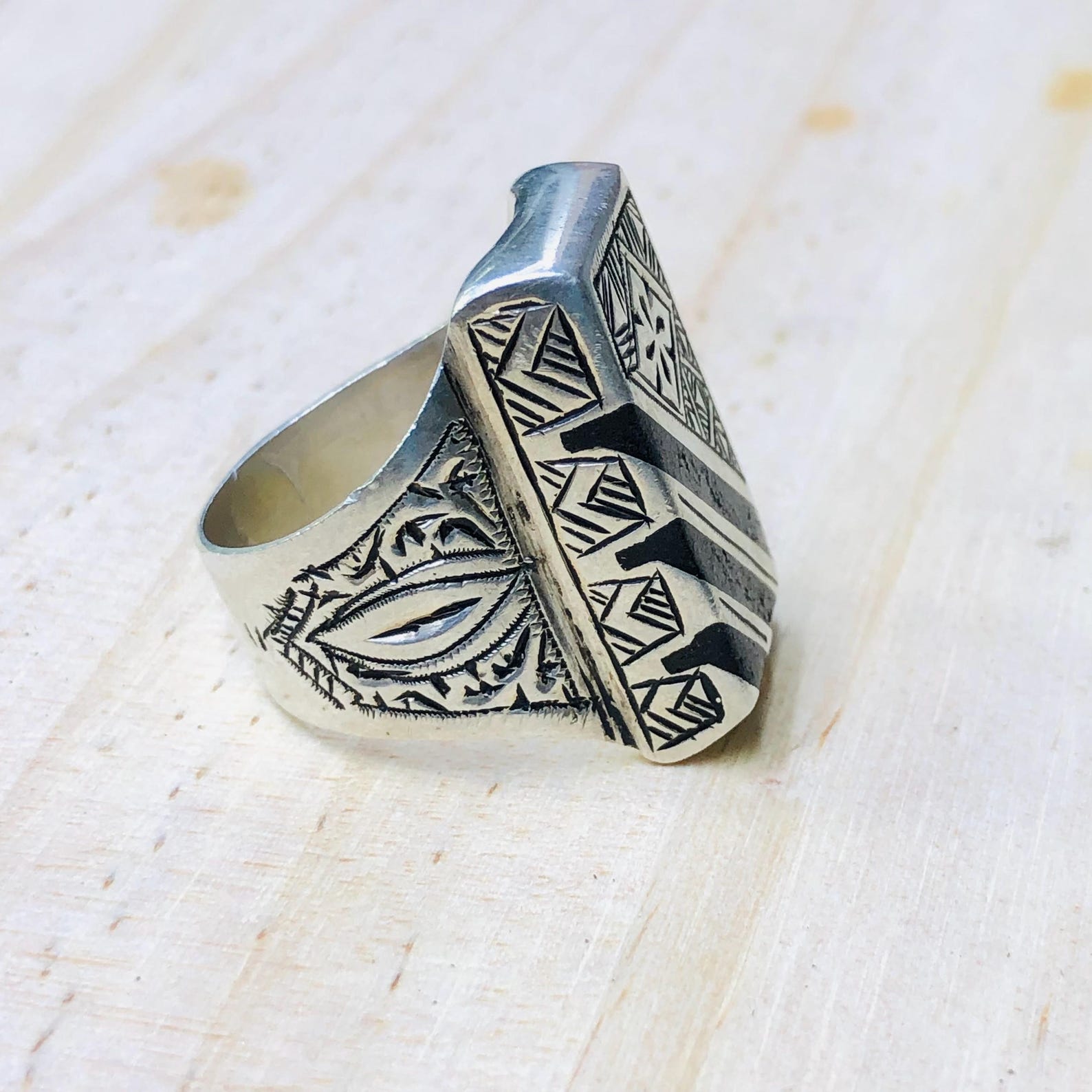 Amazigh Gravure amazighe Ring Silver Tribal Touareg Berbère