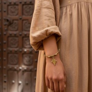 Amazigh Jonc Berbère Laiton Ajustable Losange Traditionnel Bracelet