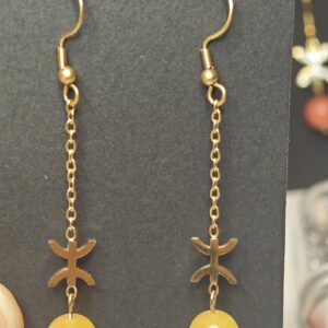 Amazigh Boucles d'oreilles YAZ tifinagh acier inoxydable avec pierres naturelles Adaptation moderne