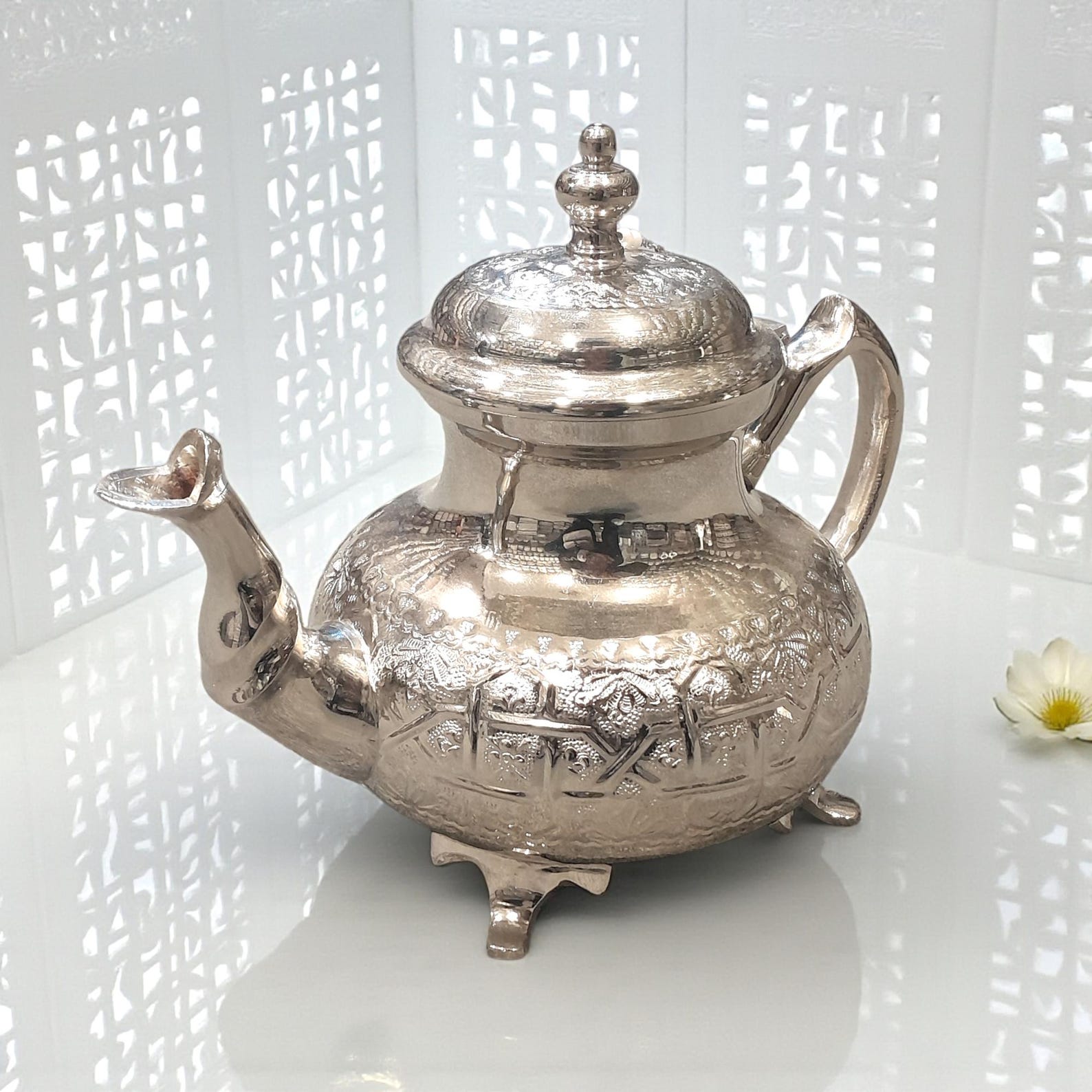 Amazigh Handcrafted Silver Teapot Traditional Engraved Tea Pot