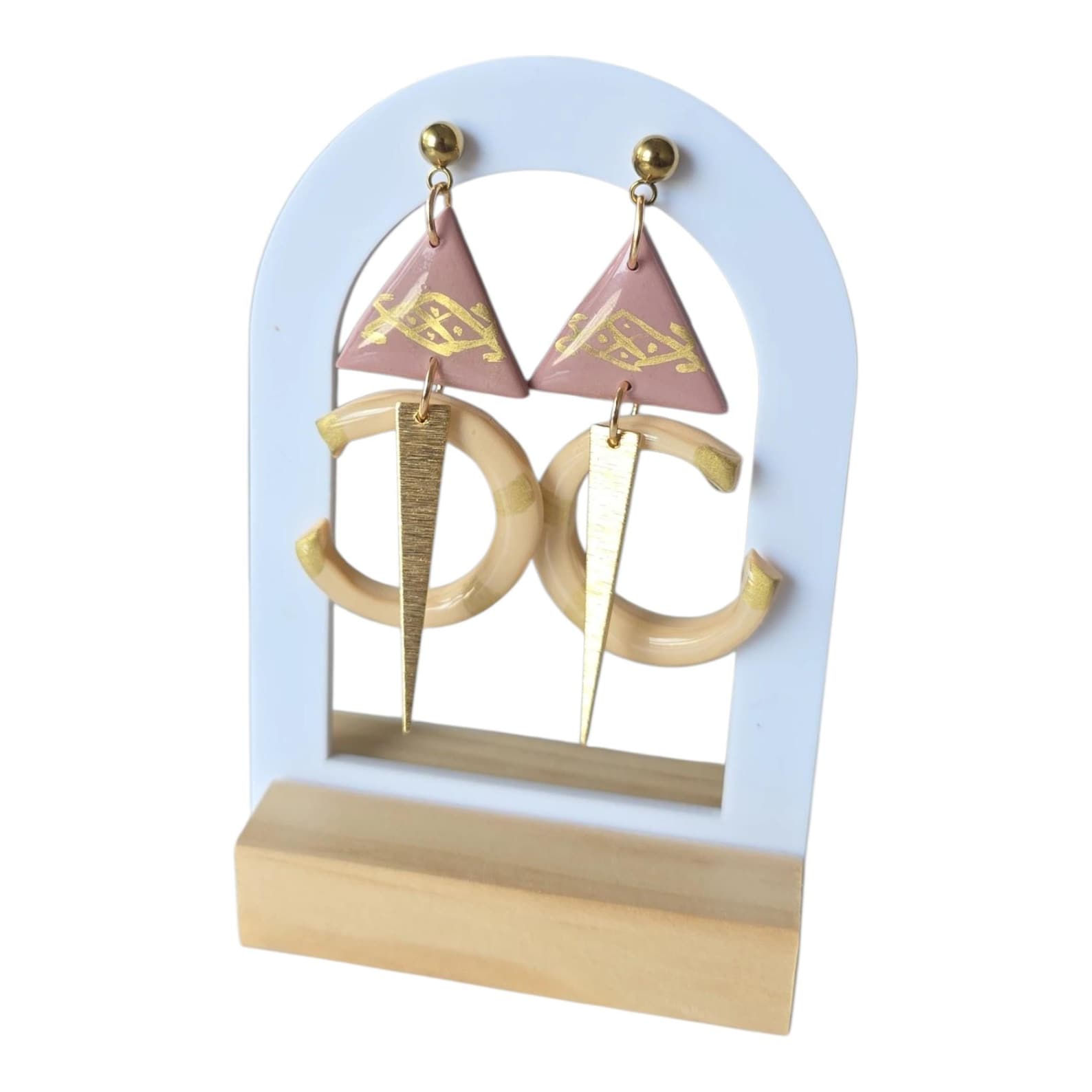 Amazigh TALA Vieux Pink Champagne Fibule Inspired Earrings