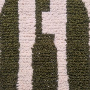 Amazigh Olive Green Striped Thread Handmade Custom Rug