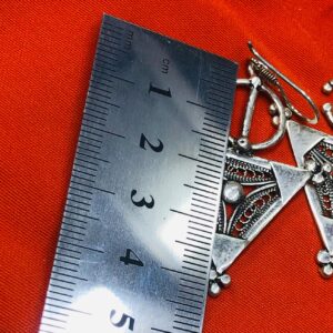 Handmade Amazigh Berber Tuareg Silver Tazrzit Dangle Earrings for Women