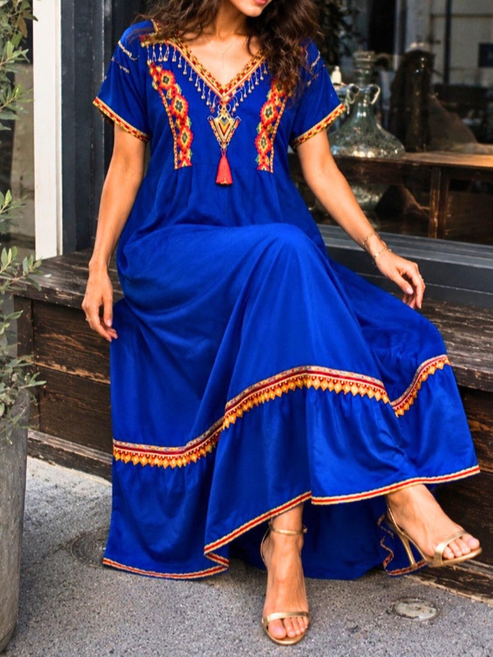 Berber Gandoura elegant dress Black Blue Djellaba for Everyday Personal Clothing Styling
