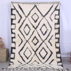 Custom Amazigh Berber Wool Neutral Living Room Geometric Handmade Rug