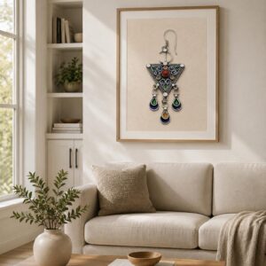 Amazigh Berber Enamel Earrings Jewelry Print Digital Wall Art