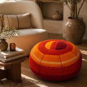 Berber Handmade Colorful Round Boho Floor Cushion Pouf