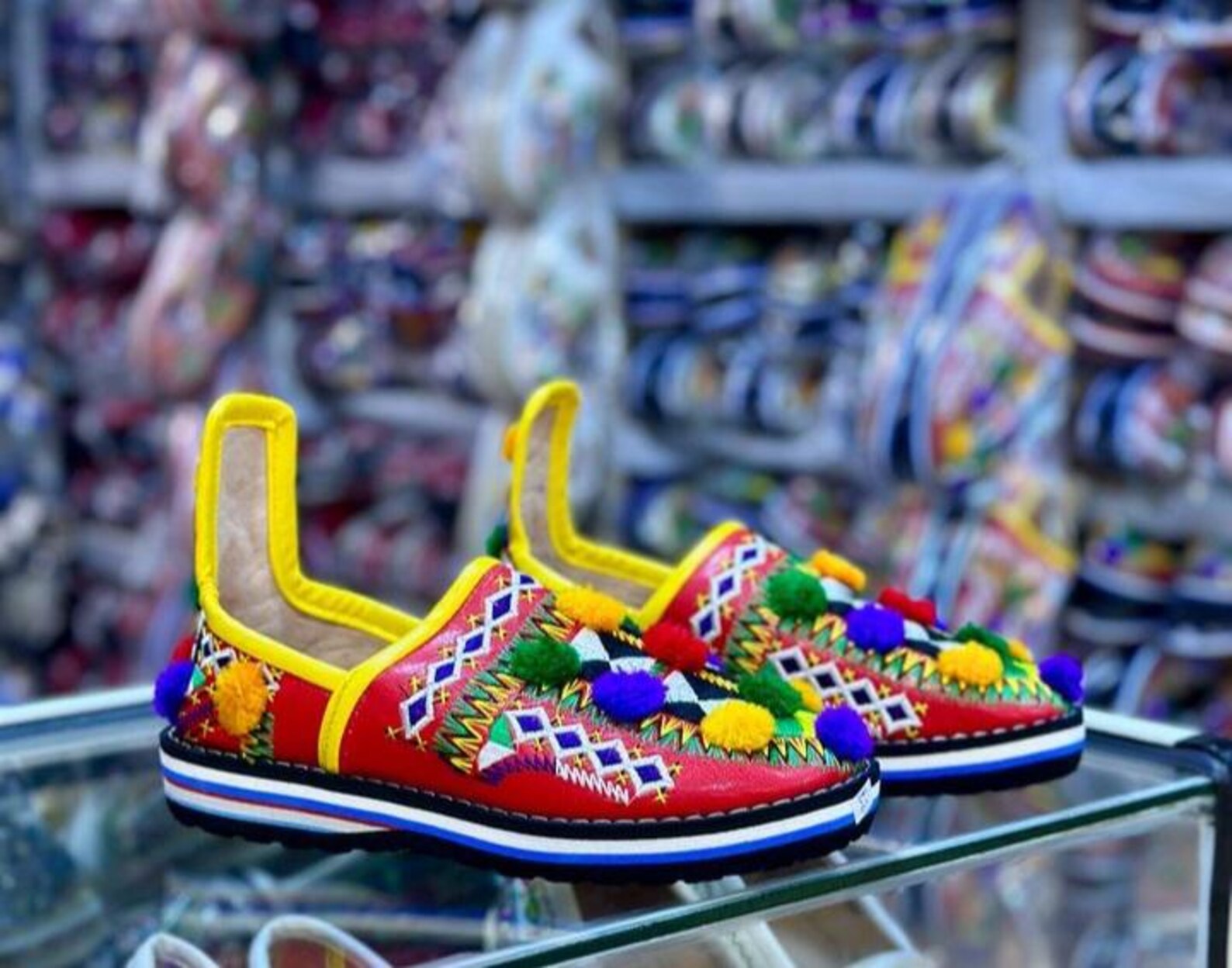 Amazigh Traditional s Colorful Handmade Embroidered Slippers Shoes