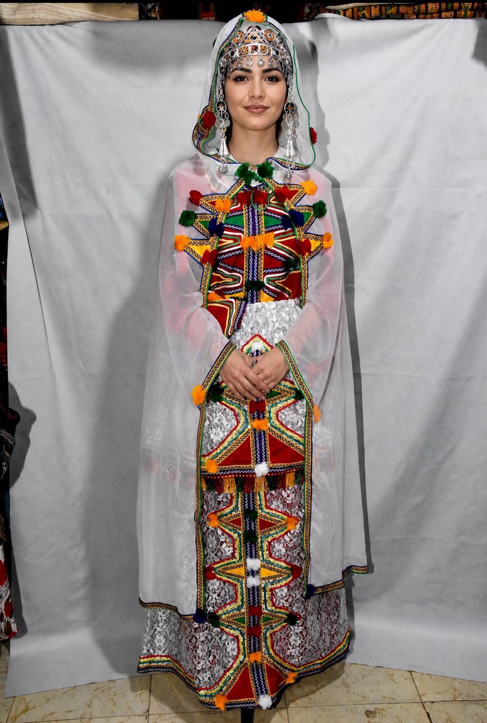 Berber Wedding Dress Caftan Headdress Burnouse Set Kaftan