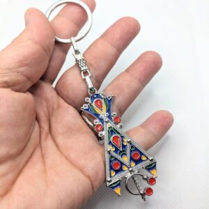 Amazigh Kabyle Fibula Enameled Steel Ethnic Jewelry Necklace for Women
