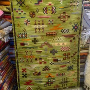Berber Camel Wool Handmade Runner Rug With Tribal Motifs