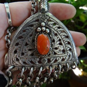 Berber Rare Antique Fine Silver Chain Pendant Necklace