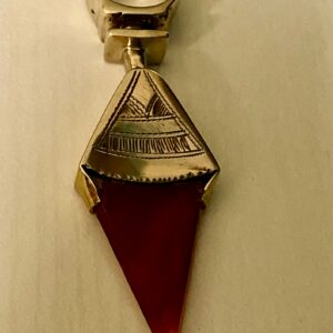 Amazigh Gigantic Carnelian Agate & Silver Tuareg Ring Amulet Hair Ornament Necklace