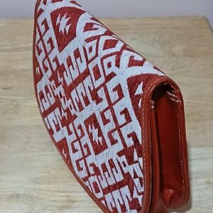 Red Leather Tunisian Handbag with Amazigh Motifs Shoulder Bag