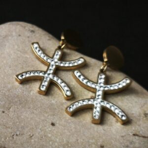 Amazigh Kabyle Berber Tifinagh Yaz Sparkling Gold Drop Earrings