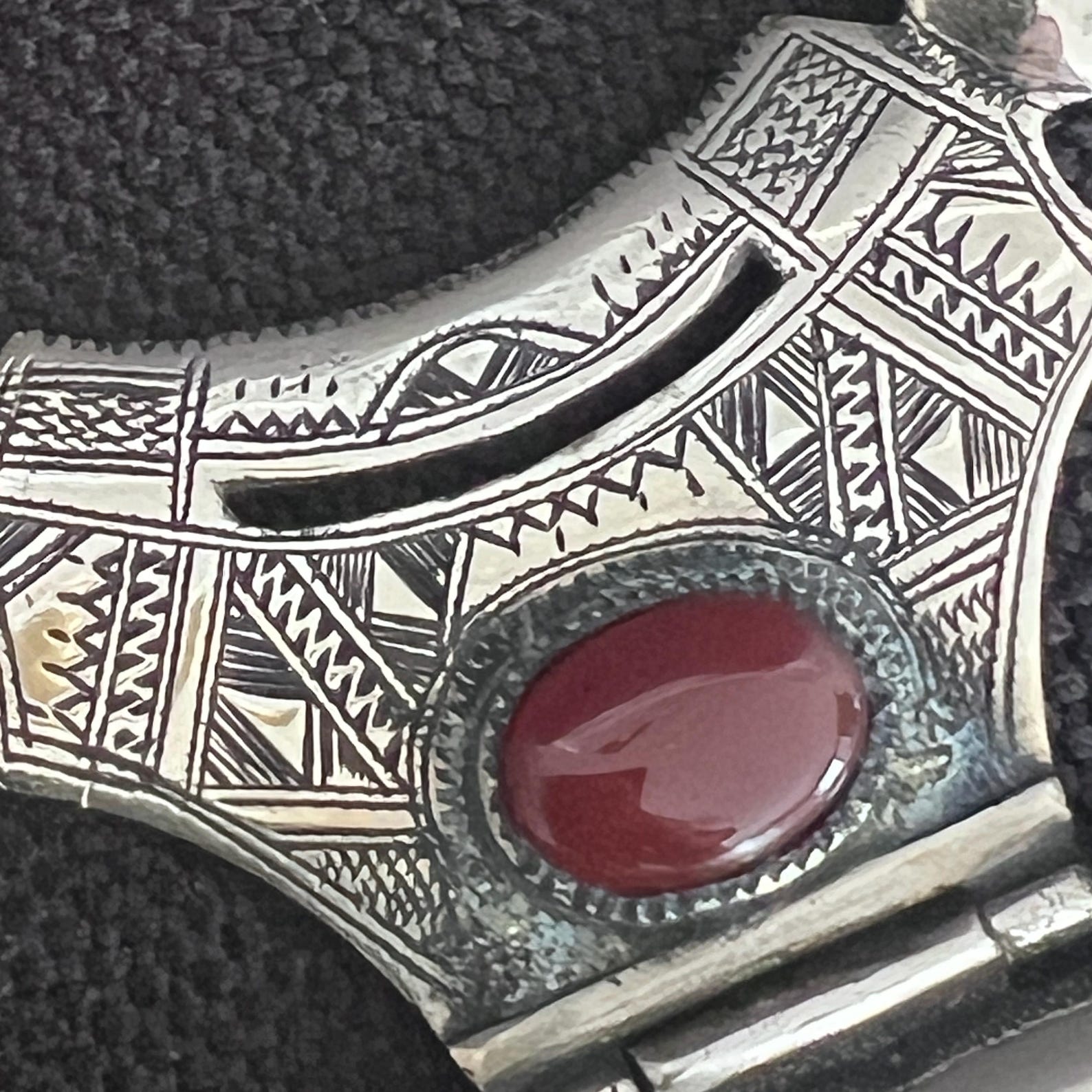 Berber Tanfouk Silver Carnelian Morocco Tuareg Necklace Et5083