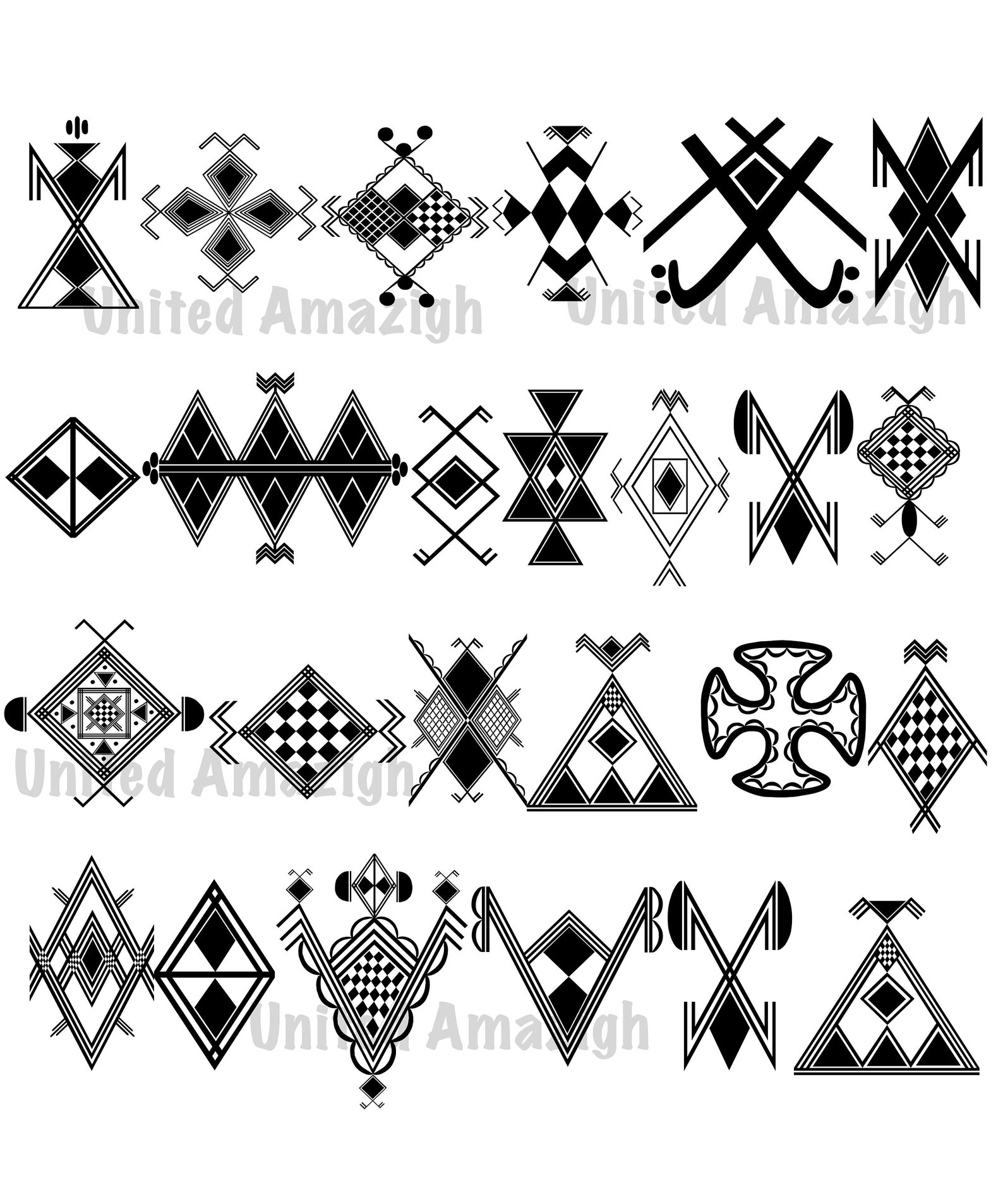 Amazigh Berber Kabyle Tattoo Symbols Tribal Pattern Digital Download