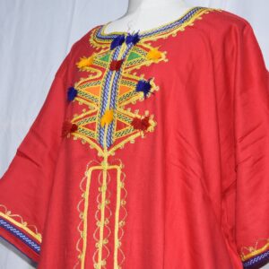 Amazigh Caftan Clothing Cotton White Red Tuareg Kaftan