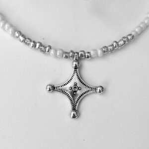 Amazigh Berber Tuareg Southern Cross Beaded Fibula Pendant Necklace