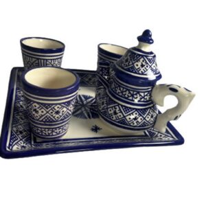 Amazigh serving table set teapot set ceramic handpainted serving set 8 Tagine