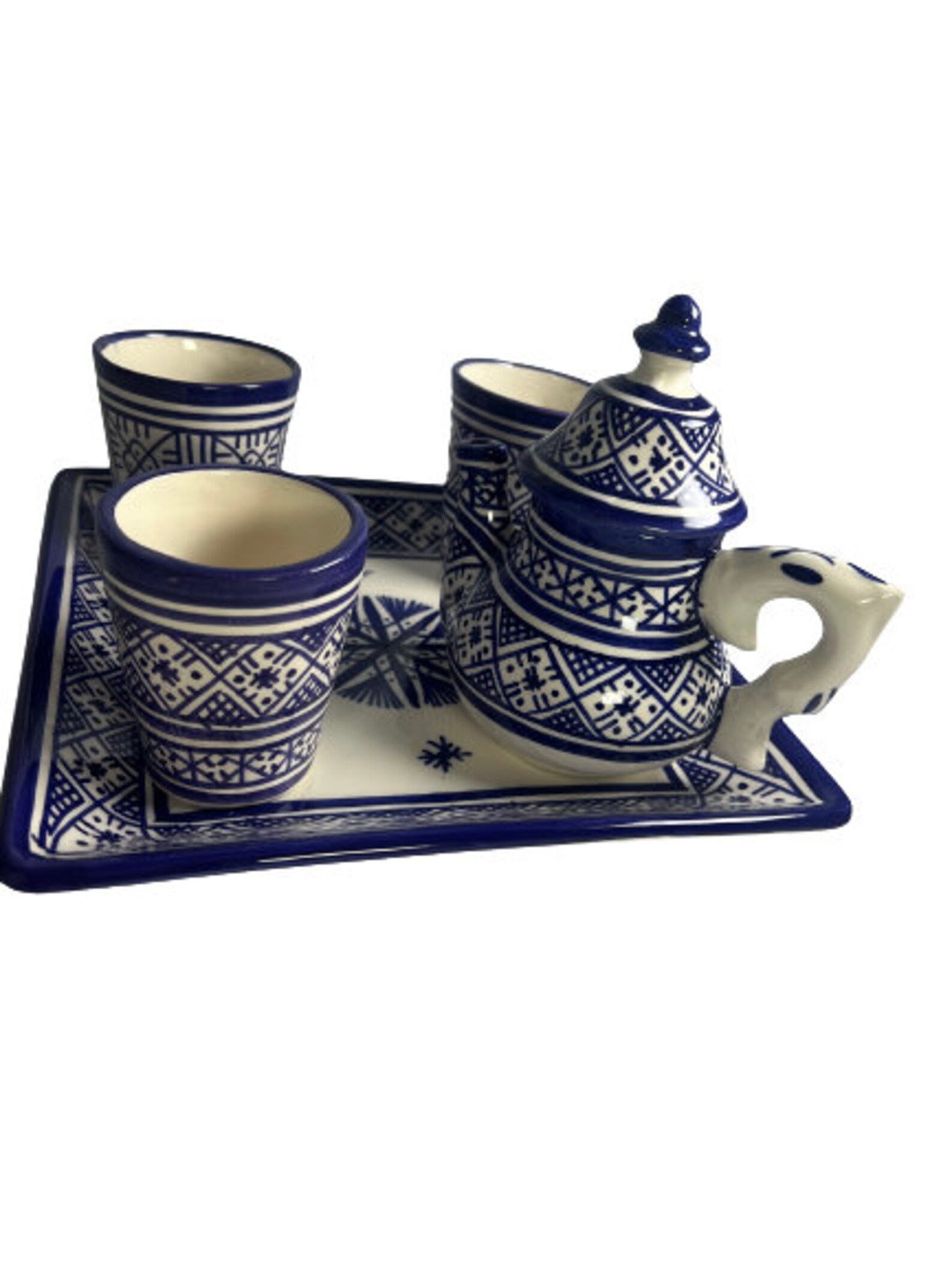 Amazigh serving table set teapot set ceramic handpainted serving set 8 Tagine