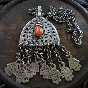 Berber Rare Antique Fine Silver Chain Pendant Necklace
