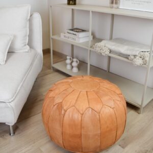 Berber Handmade XL Leather Ottoman Stuffed Floor Pouf