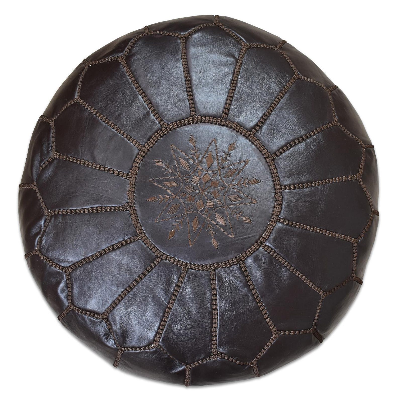 Amazigh Artisanal Leather Pouffe Handmade Delivered stuffed Pouf
