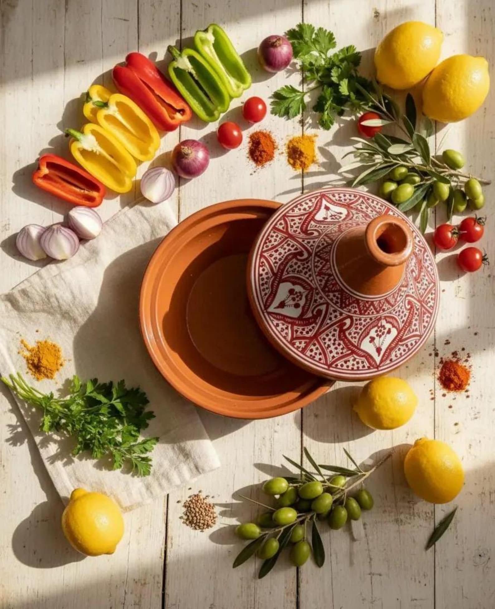 Amazigh Hand-Painted Pink Ceramic Cooking Flame-Proof Tagine 30cm