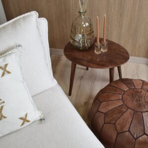 Berber Artisanal Leather Handmade Pouffe Delivered stuffed Pouf