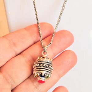Amazigh Kabyle Berber Silver-Tone Enamel Pendant Stainless Steel Necklace